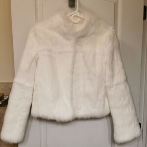 Elegant White Genuine Rabit Fur Jacket